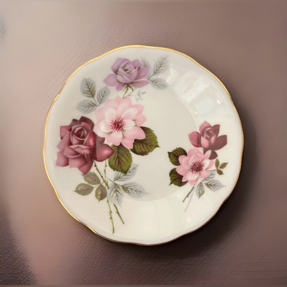 Vtg Royal Grafton Bone China Floral Plate Pink Rose Tea Side Dish Scalloped